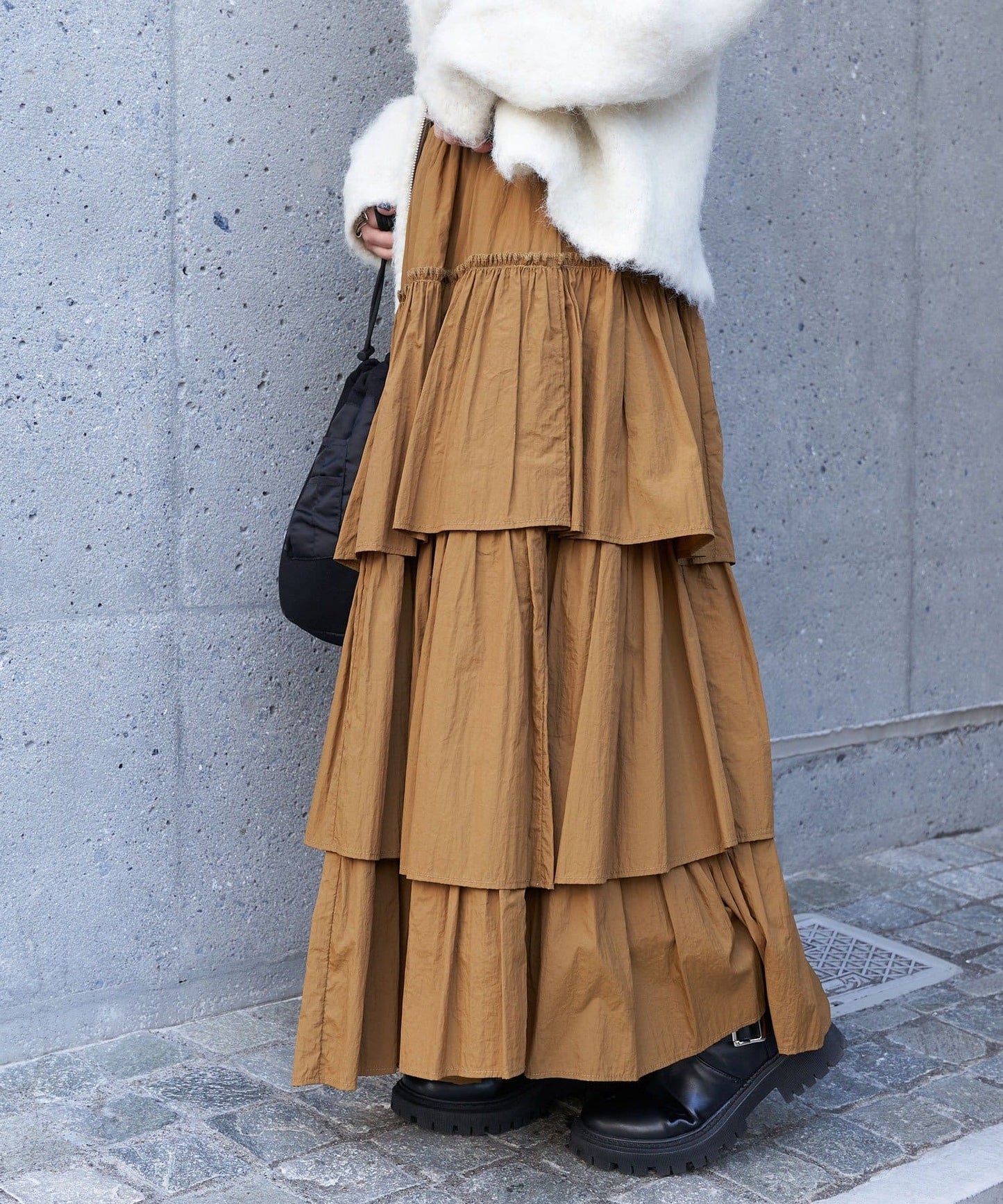 volume tiered skirt (caramel) *JP