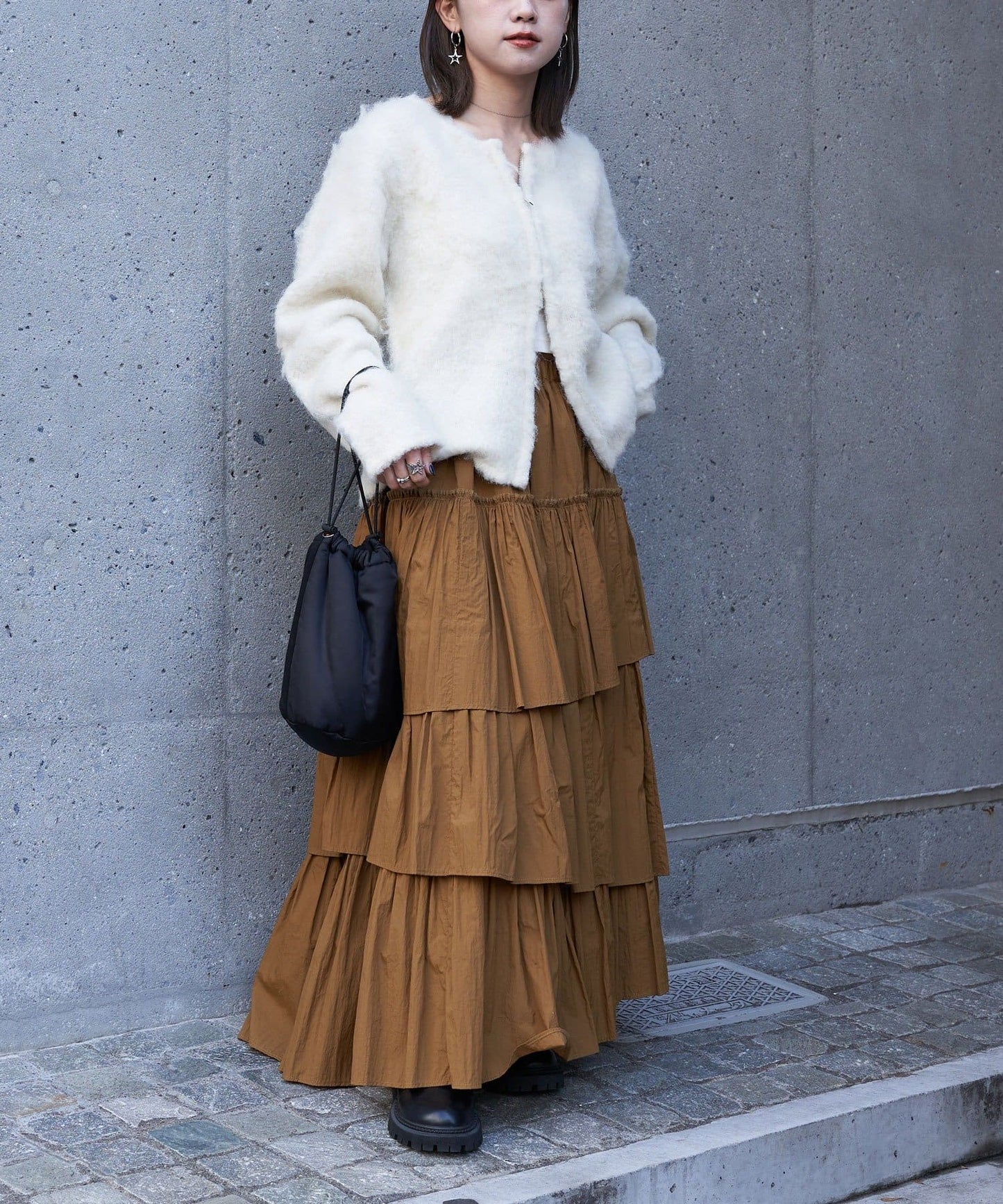 volume tiered skirt (caramel) *JP