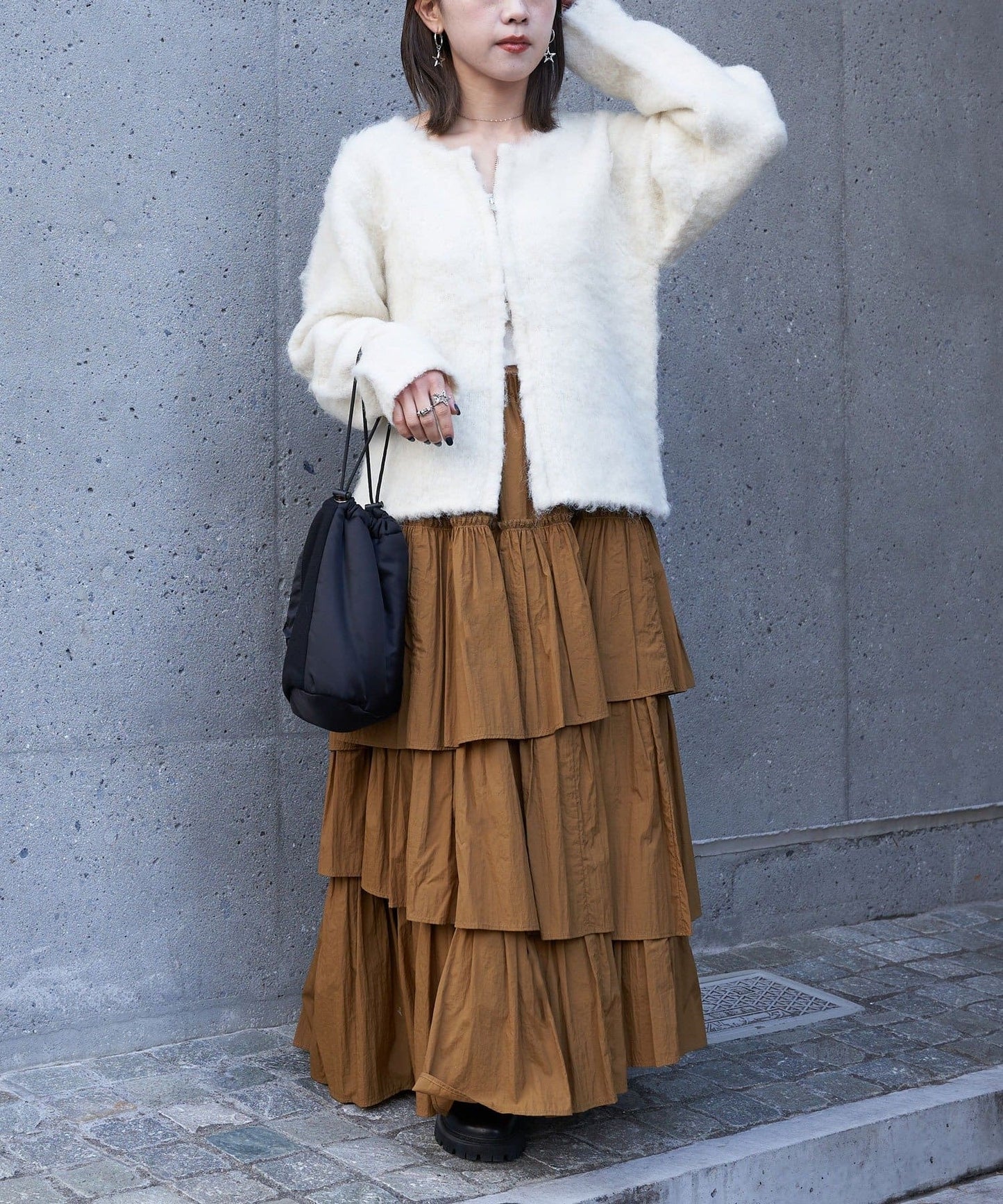 volume tiered skirt (caramel) *JP