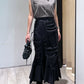 cut out gather skirt (black) *JP