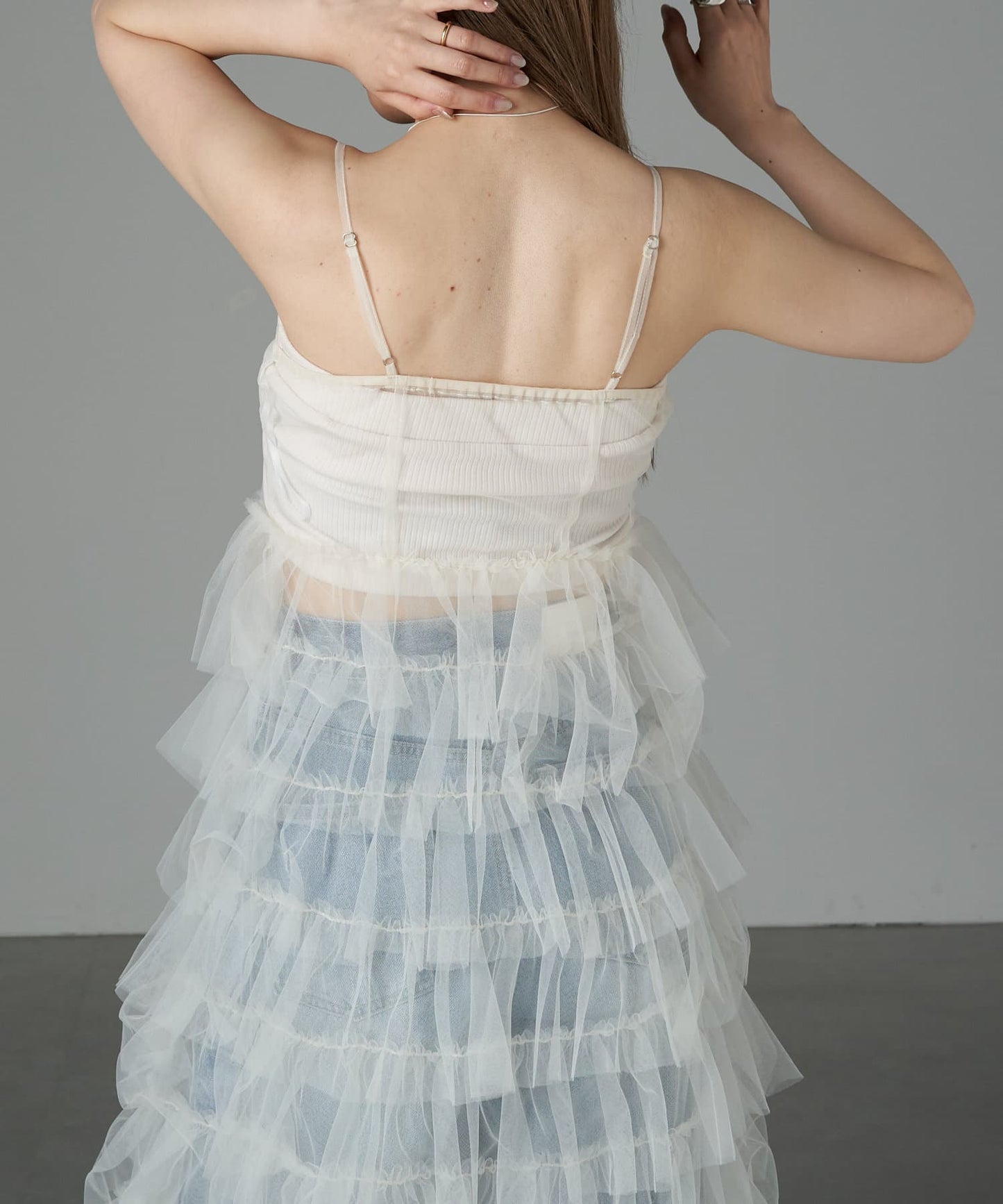 tulle volume dress (white) *JP