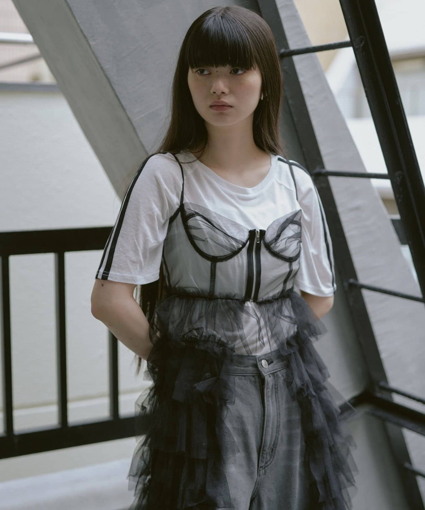 tulle volume dress (black) *JP