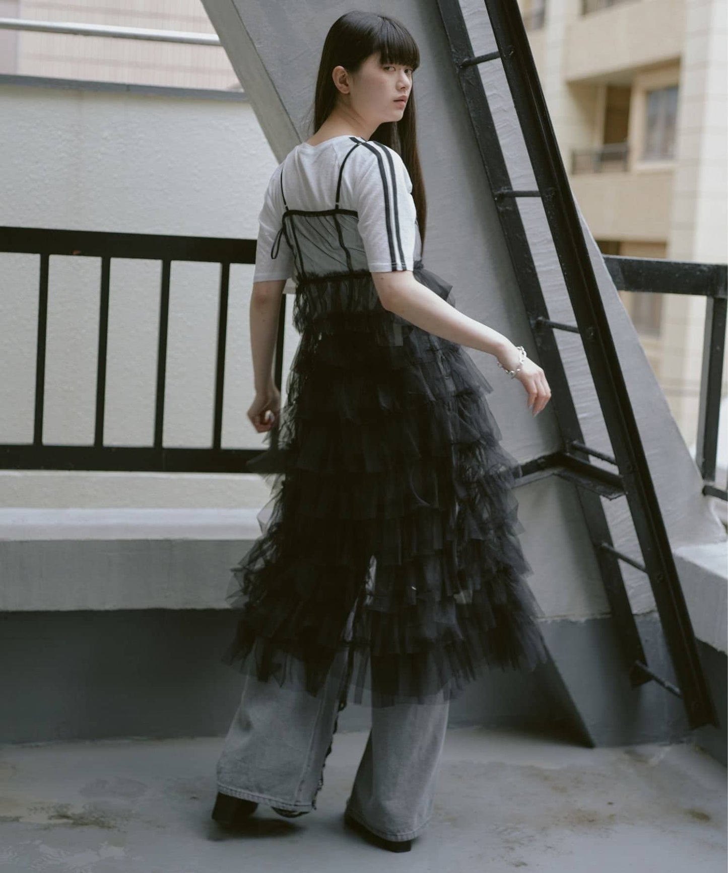 tulle volume dress (black) *JP