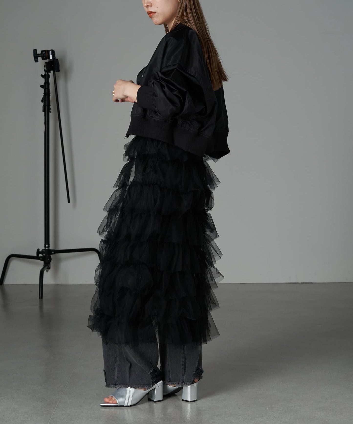 tulle volume dress (black) *JP