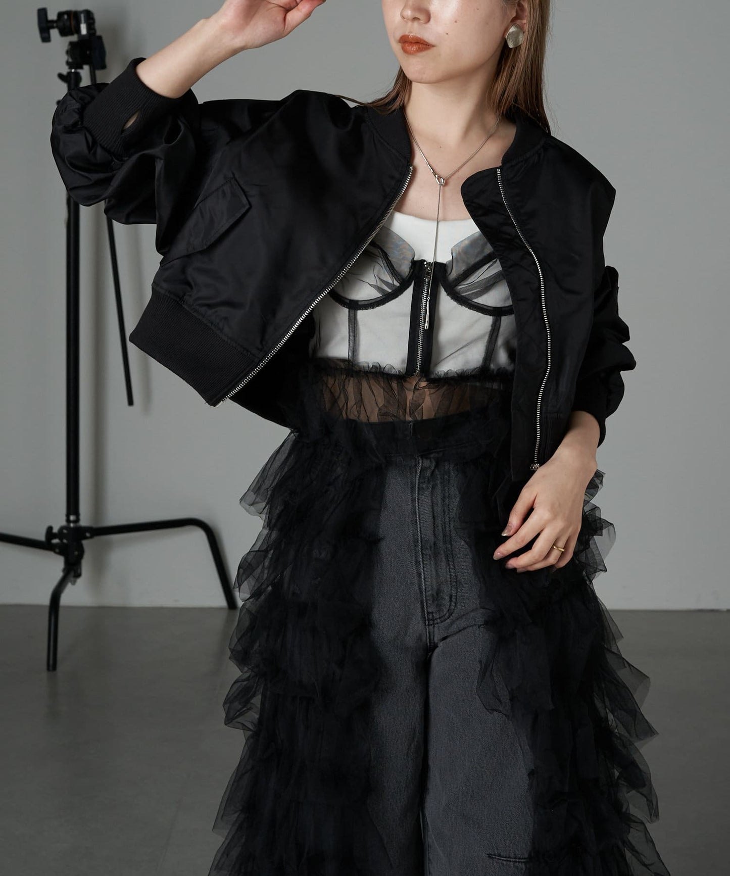 tulle volume dress (black) *JP