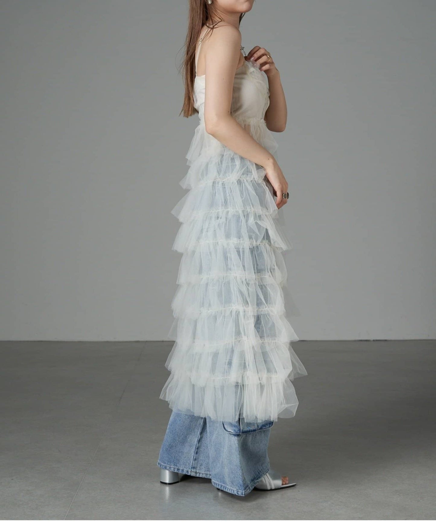 tulle volume dress (white) *JP