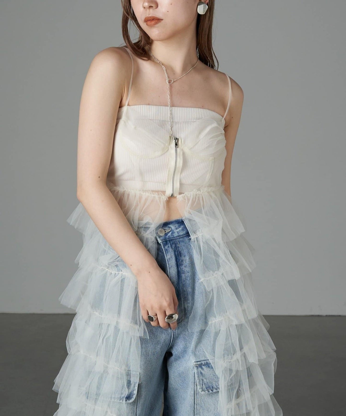 tulle volume dress (white) *JP