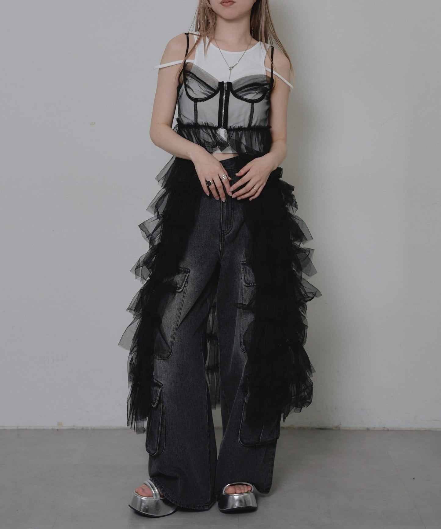 tulle volume dress (black) *JP