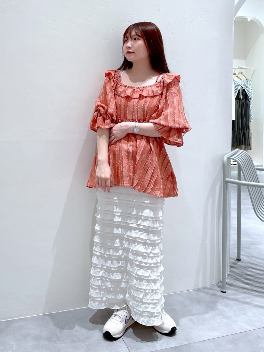 2way frilled collar top (coral pink) *JP