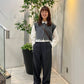 knee slit 2-way pants (gray striped) *JP