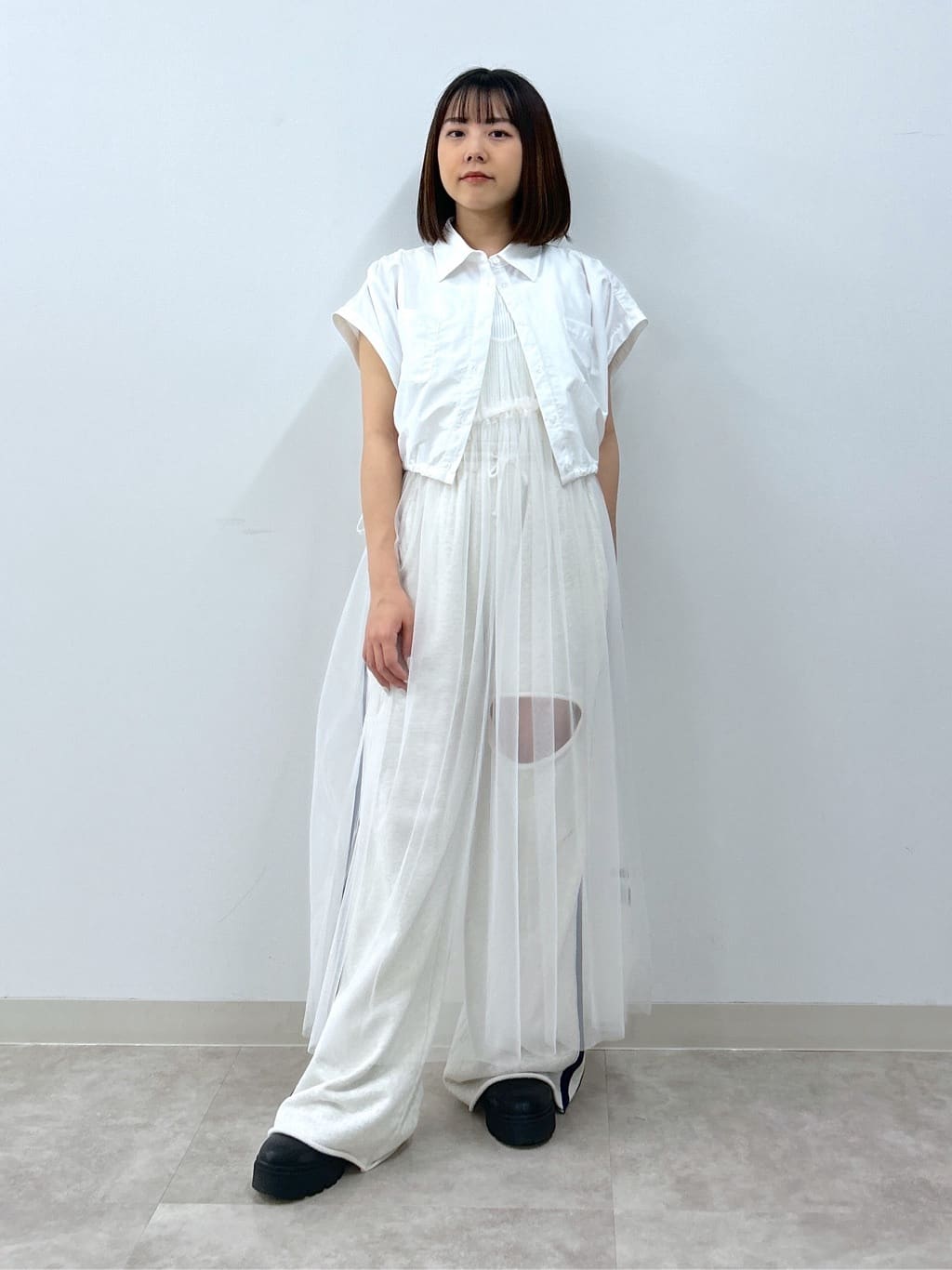 w pocket shirt dress set (white) *JP