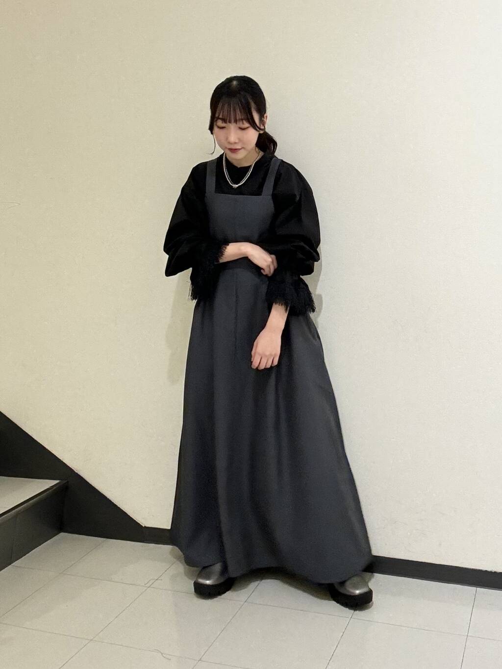 front tuck jumper skirt (charcoal) *JP