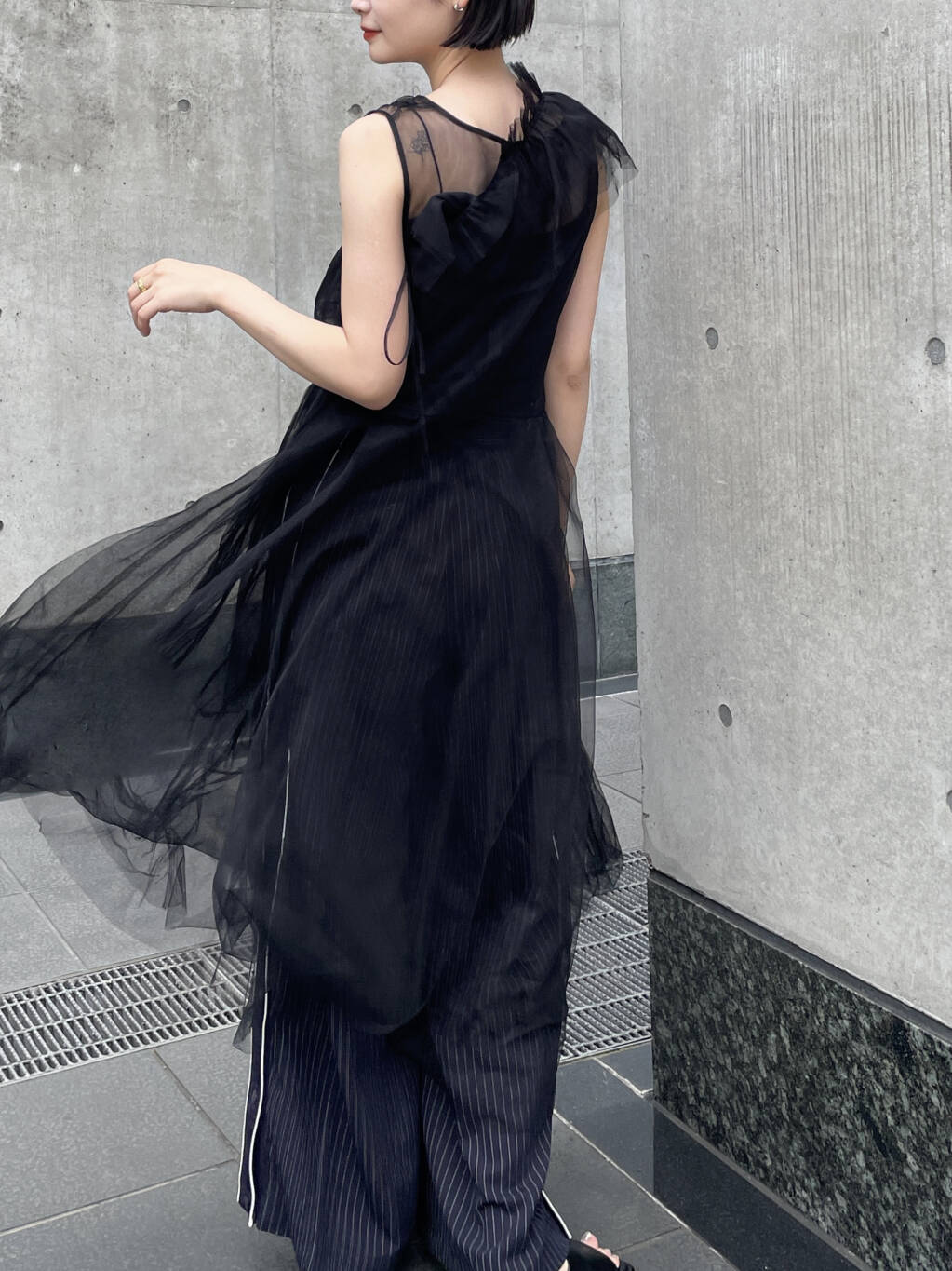 『高橋愛×KBF』frilled tulle dress (black) *JP