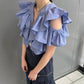 multi-way ruffle blouse (lilac blue) *JP