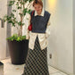 check narrow skirt (khaki x black) *JP