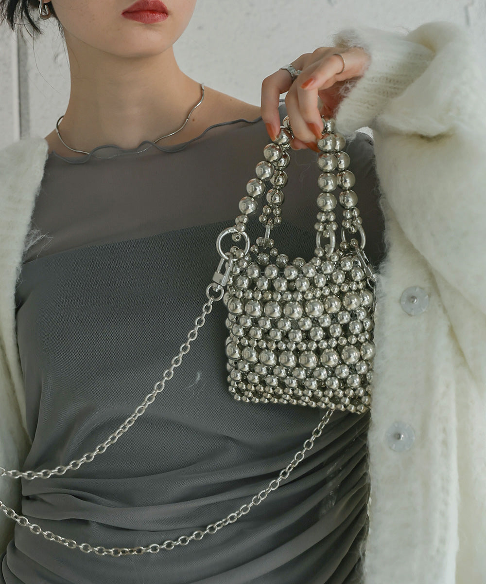 grains chain mini bag (silver) *JP