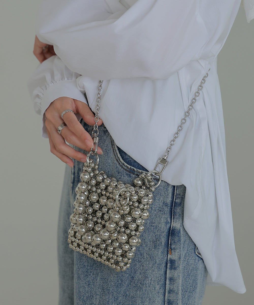 grains chain mini bag (silver) *JP