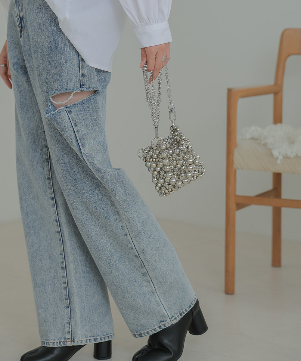 grains chain mini bag (silver) *JP