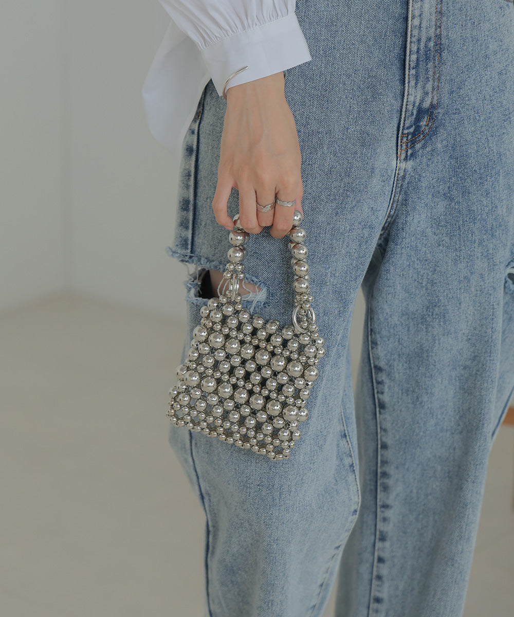 grains chain mini bag (silver) *JP