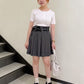 pleated skirt with belt (grey) *JP