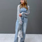 hem slit denim pants (sax blue) *JP