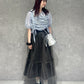 front draw sheer top (blue) *JP