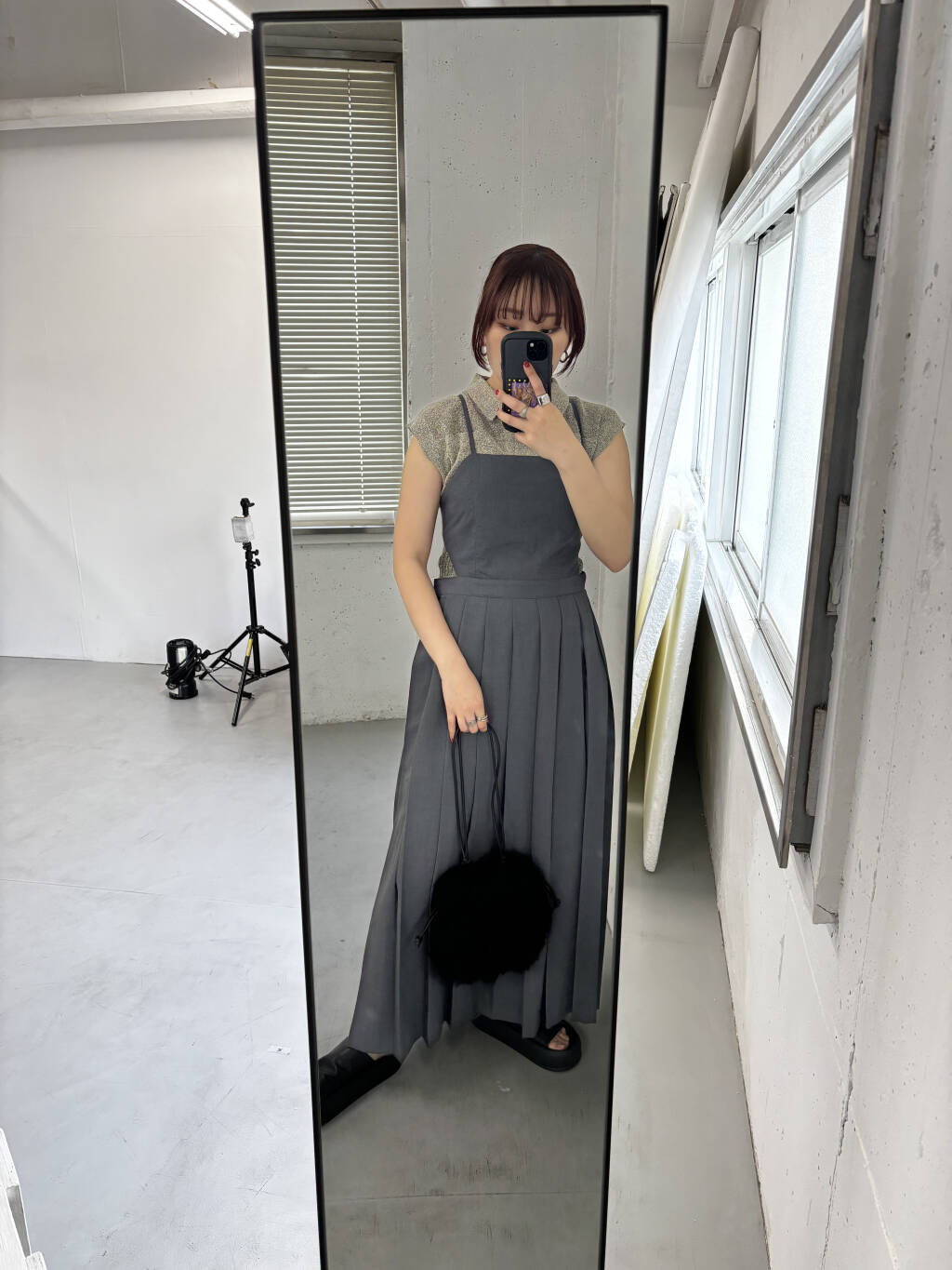 pleated camisole dress (grey) *JP