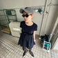 shirred mini dress (navy) *JP