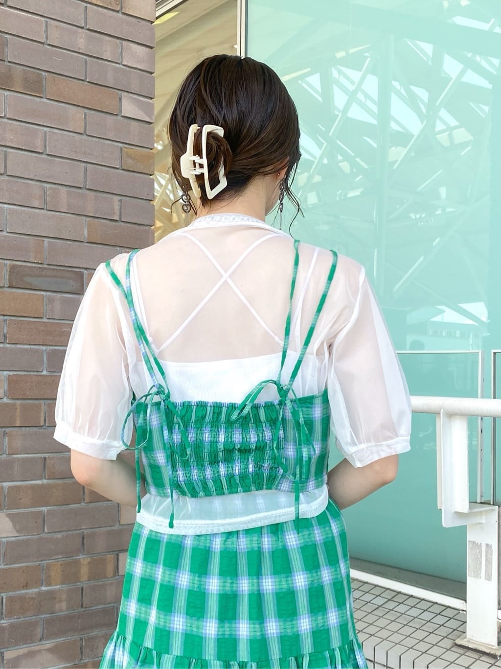 front draw sheer top (white) *JP