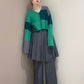 patchwork knit cardigan (green) *JP