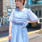 front draw sheer top (blue) *JP