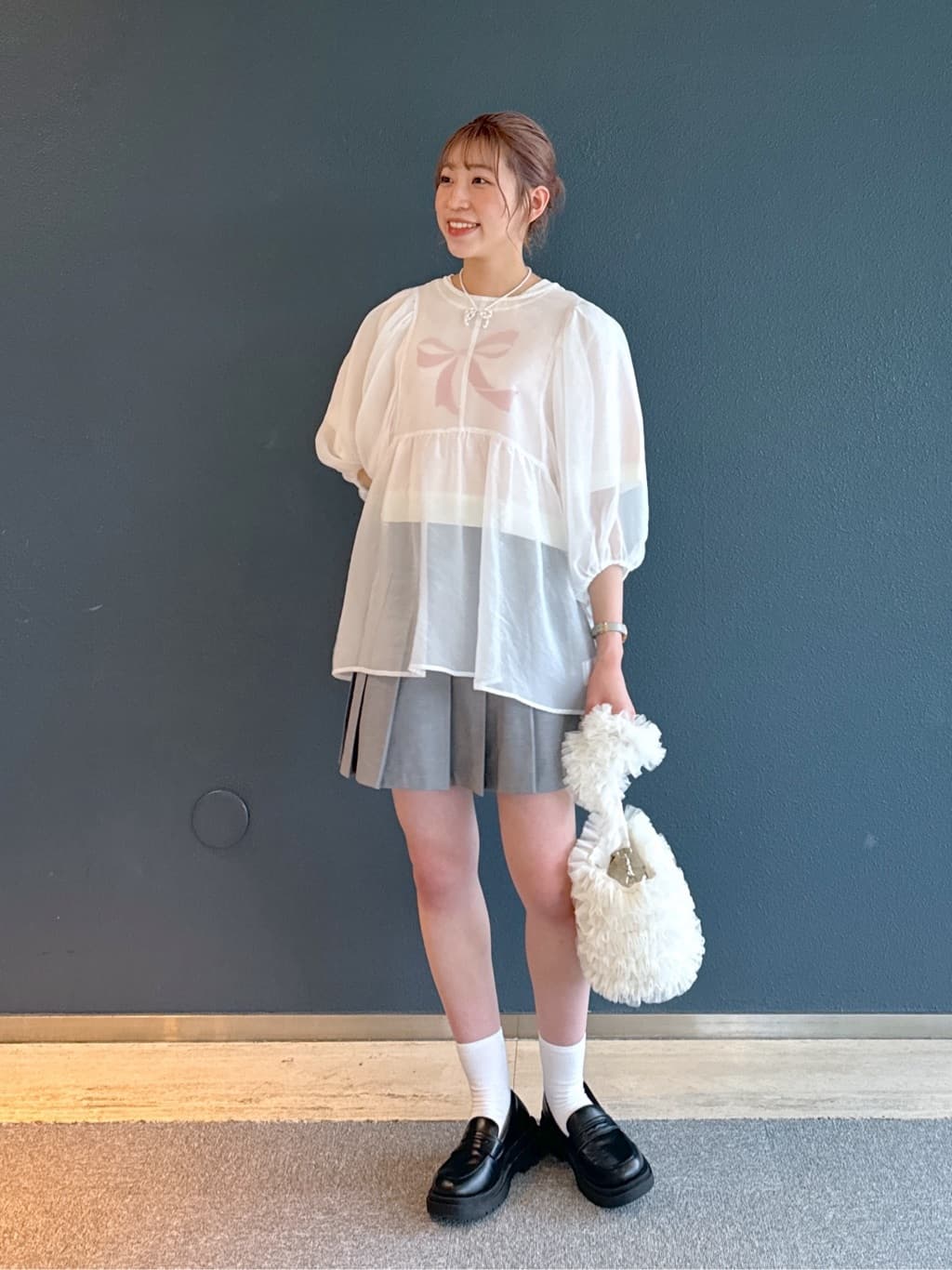 organdy volume blouse (white) *JP