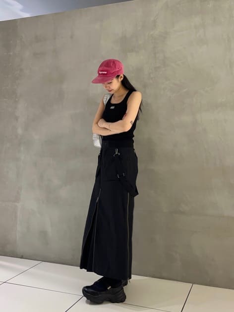 suspender maxi skirt (black) *JP