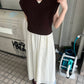 knit vest set dress (brown x ivory) *JP