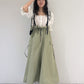 2way nylon gathered skirt (khaki) *JP