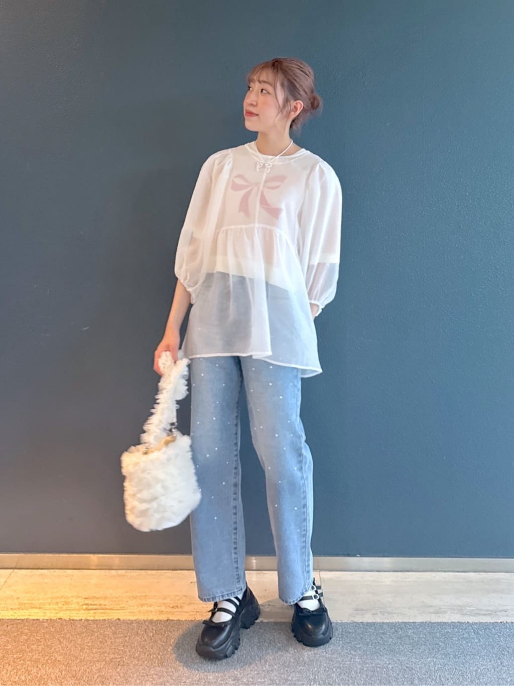 organdy volume blouse (white) *JP