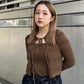 ribbon knit set (brown) *JP