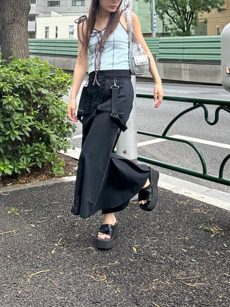 suspender maxi skirt (black) *JP