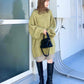 volume knit mini dress (pistachio) *JP