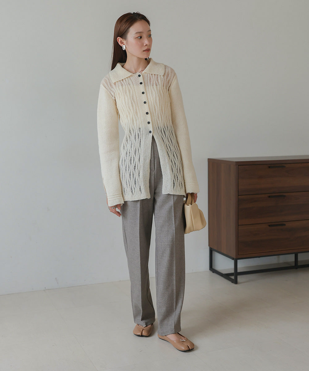 pattern knit cardigan (ivory) *JP