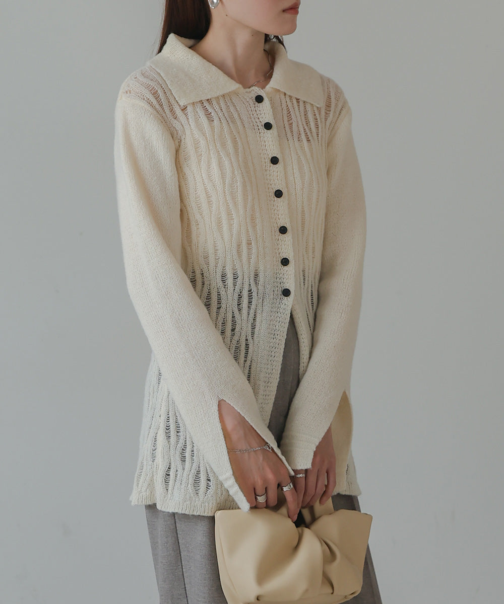 pattern knit cardigan (ivory) *JP