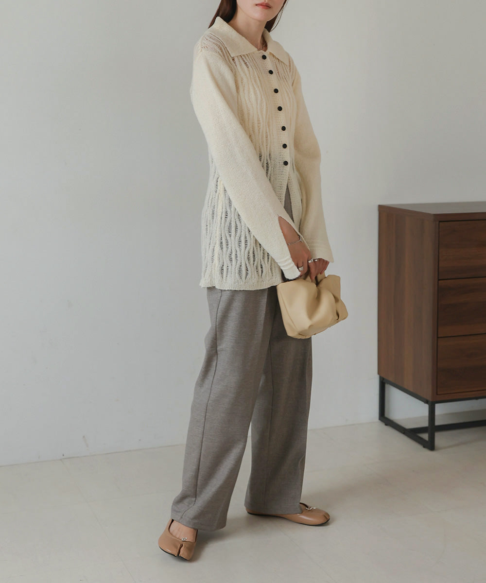 pattern knit cardigan (ivory) *JP