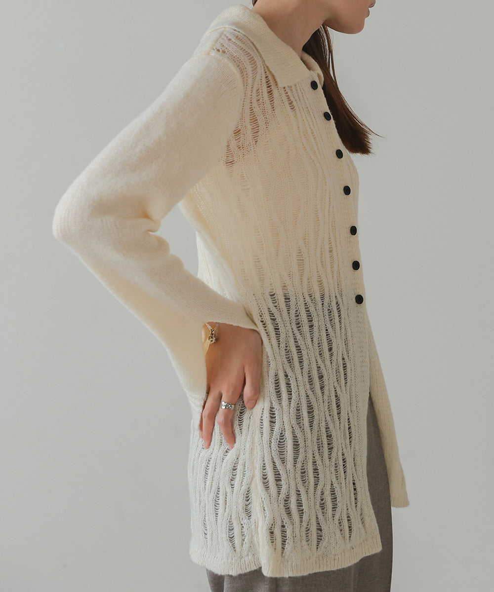 pattern knit cardigan (ivory) *JP