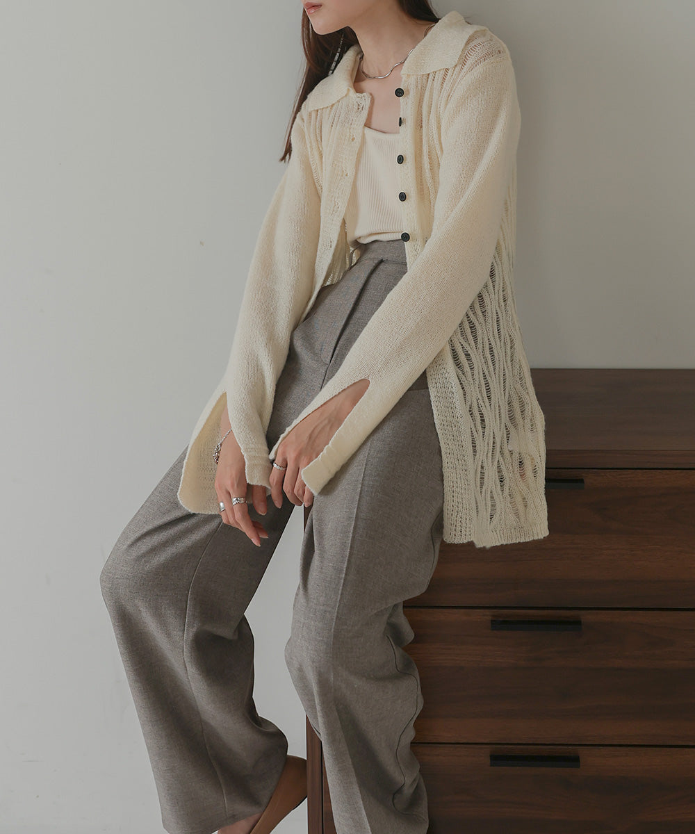 pattern knit cardigan (ivory) *JP