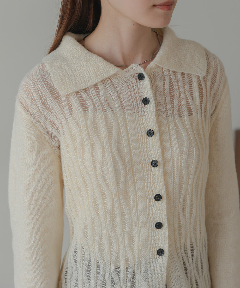 pattern knit cardigan (ivory) *JP