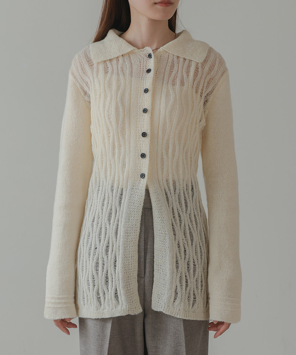 pattern knit cardigan (ivory) *JP