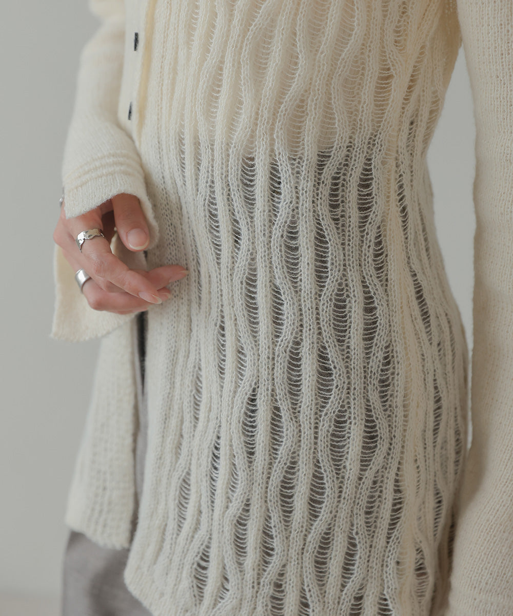 pattern knit cardigan (ivory) *JP