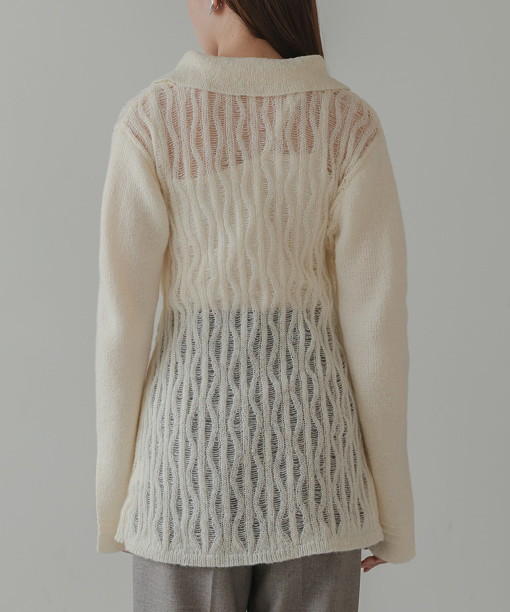 pattern knit cardigan (ivory) *JP