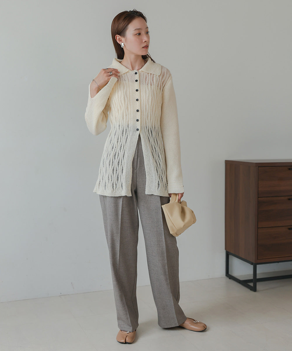 pattern knit cardigan (ivory) *JP