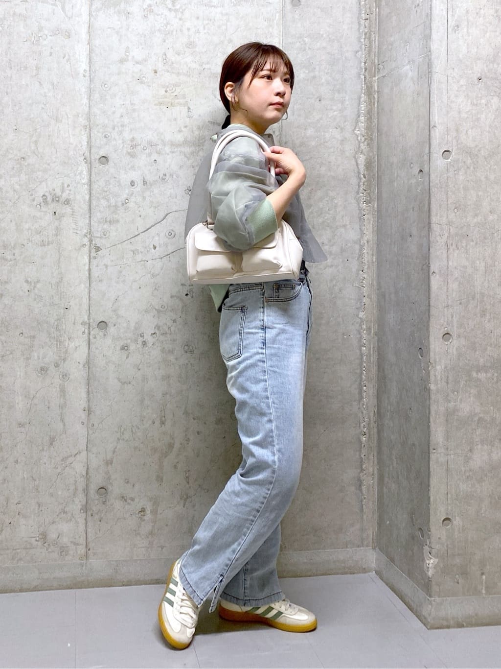 hem slit denim pants (sax blue) *JP